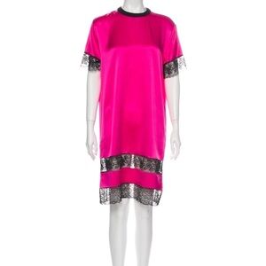 Givenchy Pink Silk Dress With Black Lace